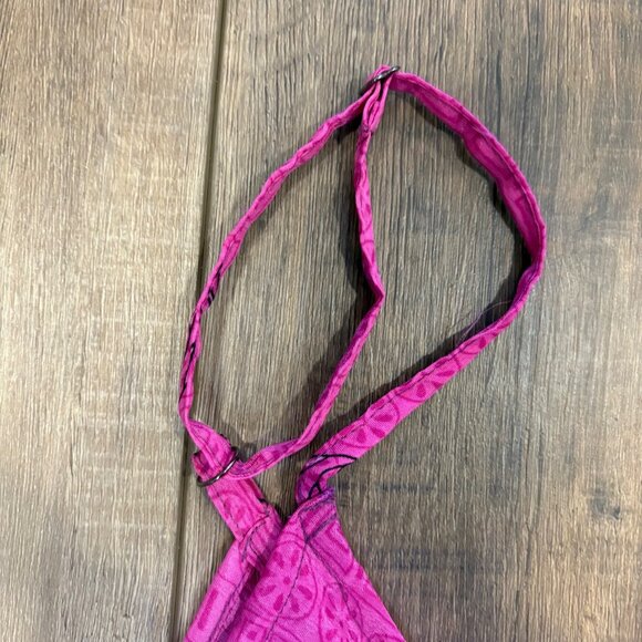 Pink Silk Wide-Leg Jumpsuit Birds Strappy One Size Boho Flowy Statement Twee - Picture 8 of 9